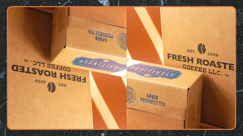 Shipping boxes on an orange background.