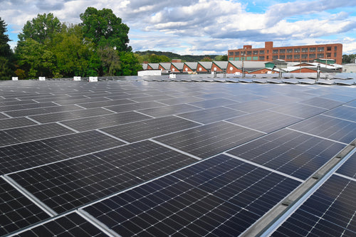 Solar panels on roof of FRC production facility