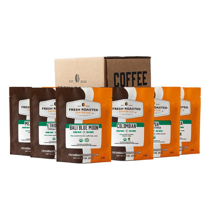 Fresh Roasted Six Pack Sampler - Organic Single-Origin Medium Roasts