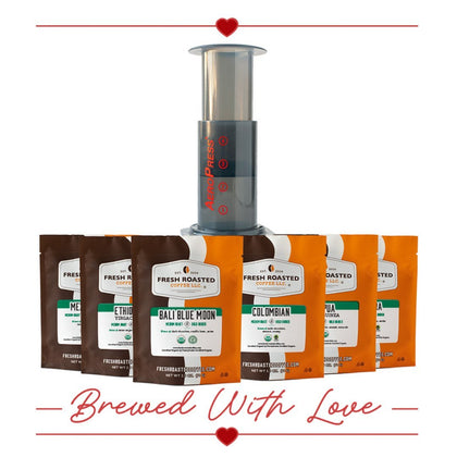 Aeropress + Organic Single-Origin Medium Roast Six-Pack  - Coffee Gift Set