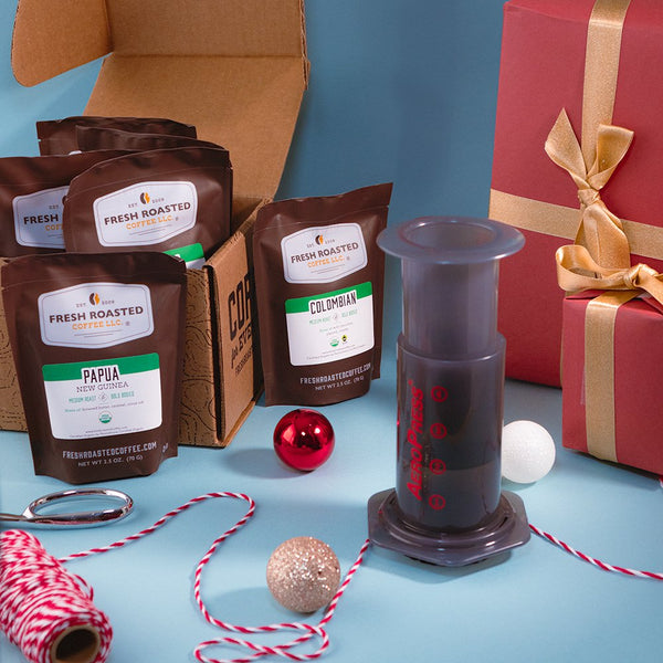 Aeropress + Organic Single-Origin Medium Roast Six-Pack  - Coffee Gift Set