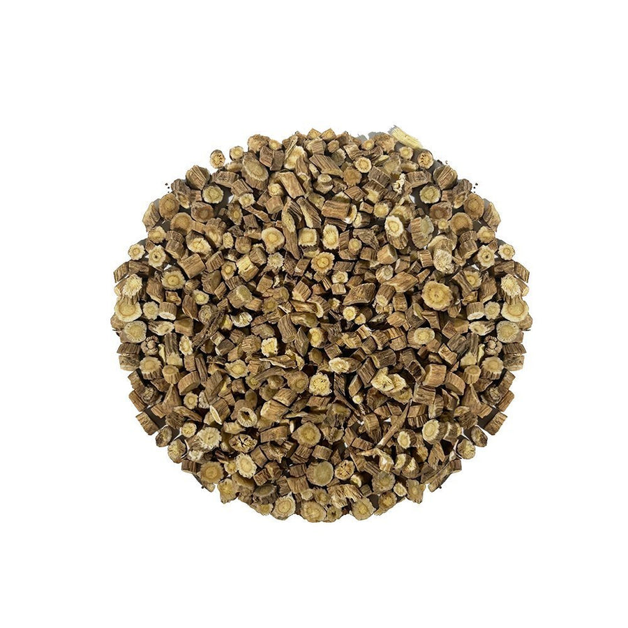 Positively Botanicals Organic Astragalus Root herbal supplement, showcasing dried cut root pieces for natural immune support.