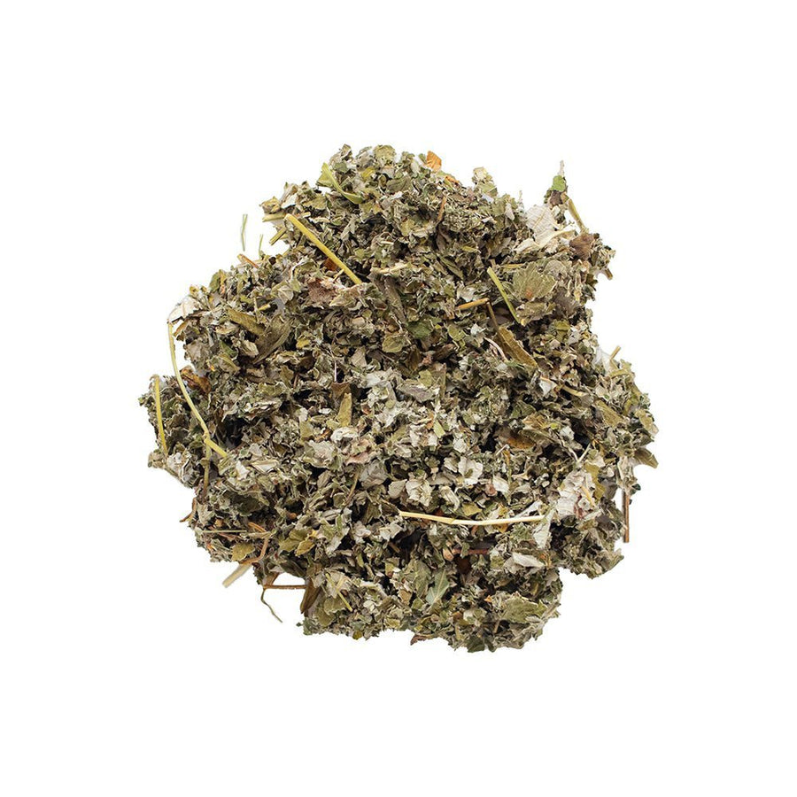 Positively Botanicals Organic Raspberry Leaf herbal supplement, showcasing dried loose leaves for natural wellness support.