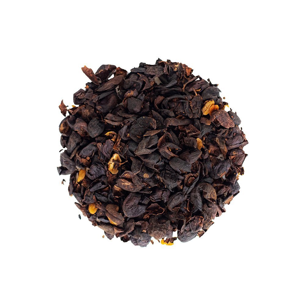 Positively Botanicals Organic Cascara herbal supplement, showcasing dried coffee cherry husks rich in natural antioxidants and caffeine.