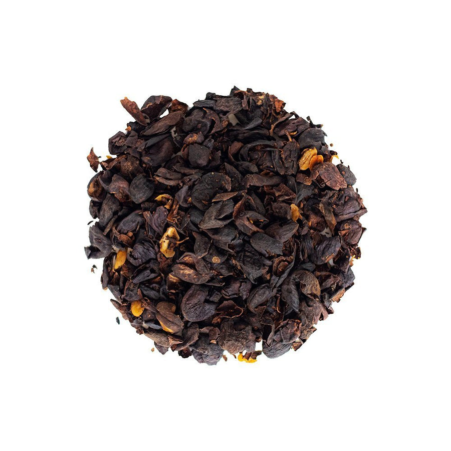 Positively Botanicals Organic Cascara herbal supplement, showcasing dried coffee cherry husks rich in natural antioxidants and caffeine.