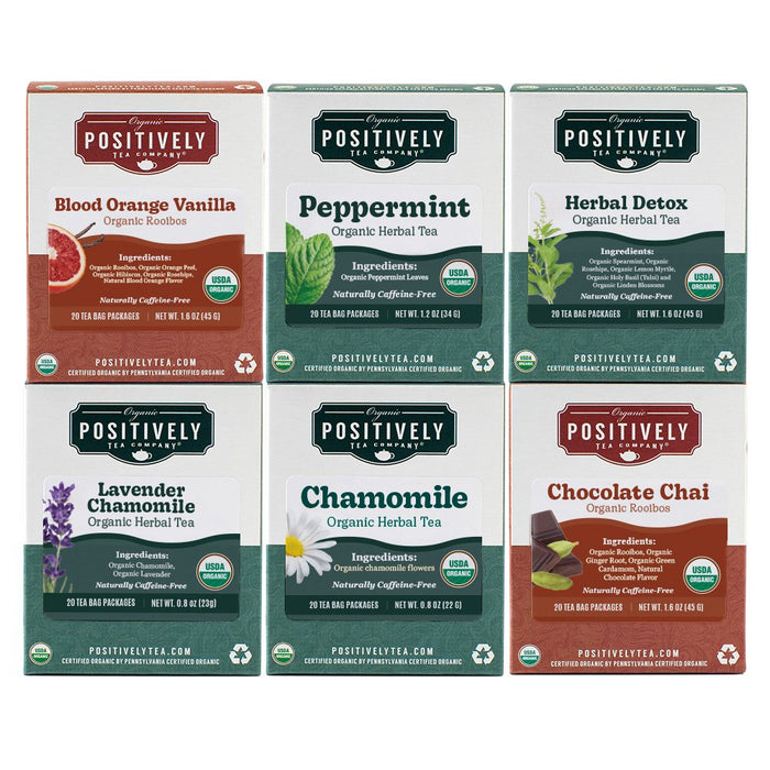 Caffeine-Free Positively Tea Bag Sampler - Tea Bags, 120 Count