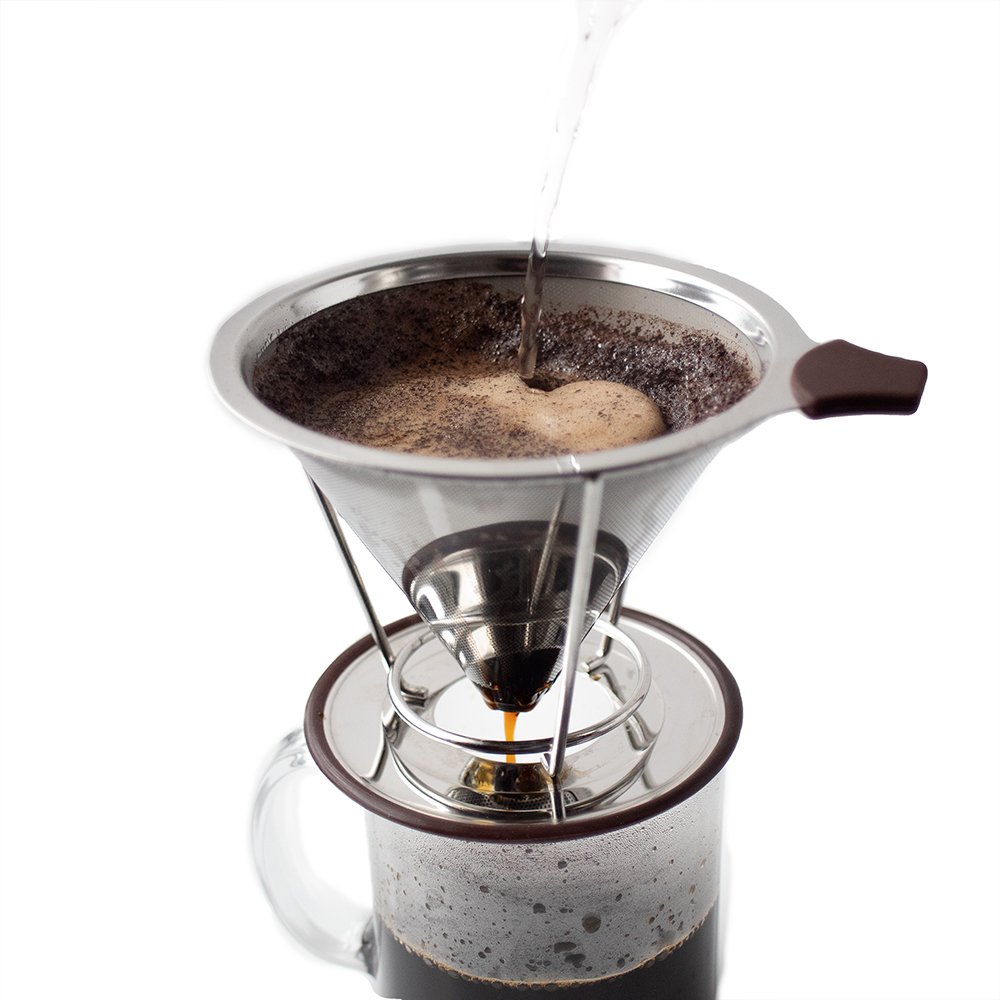 14 Ounce Pour Over Coffee Maker with Reusable Stainless Steel Filter Coffee