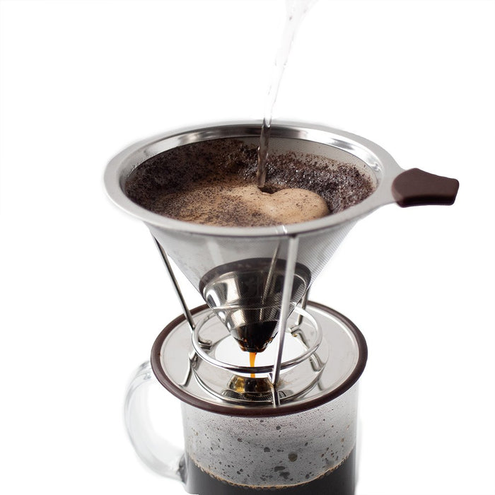 4 Cup High Quality Stainless Steel Pour Over Coffee Maker, Stand, Two Layer  Cone